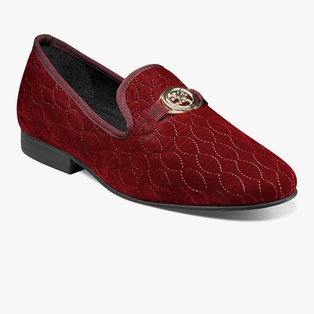 Stacy Adams Quilted Velvet Burgundy Loafers